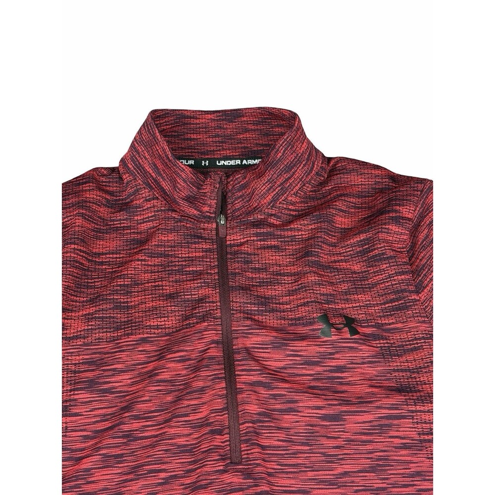 Under Armour Quarter Zip Mens L Red Space Dye Heather Workout Shirt Activewear